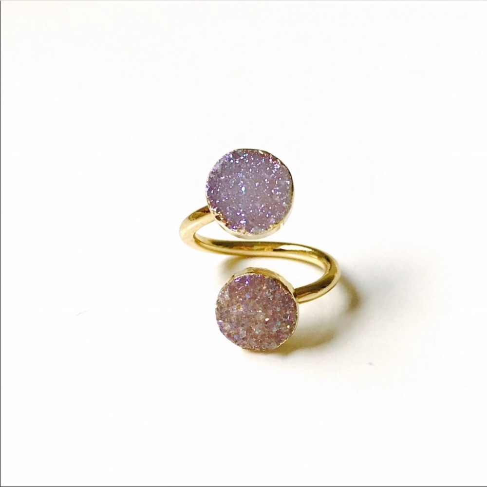 Lavender Druzy Spiral Ring